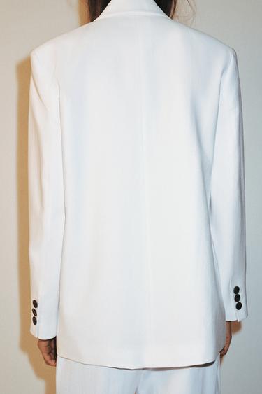 OVERSIZE DOUBLE-BREASTED BLAZER WITH SHOULDER PADS - White by Zara - Image 5