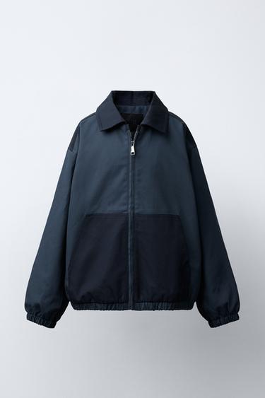 Zara COLOR BLOCK TWILL JACKET - Blue
