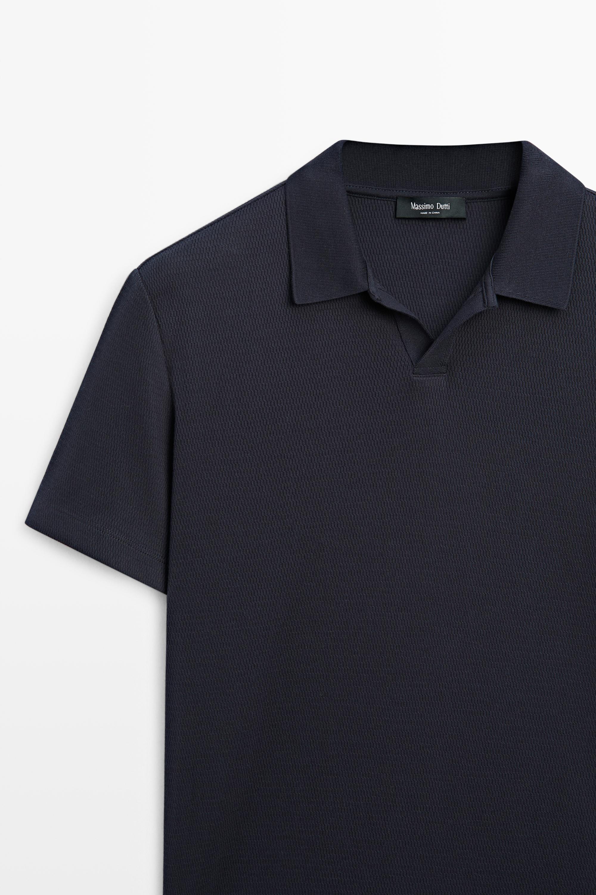Textured 100% cotton polo shirt