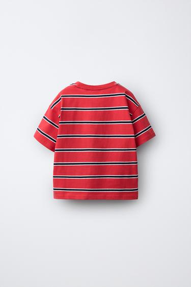 T-SHIRT À RAYURES - Rouge / Noir de Zara - Image 1