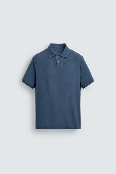 POLO REGULAR FIT CANNELÉ - Bleu marine de Zara