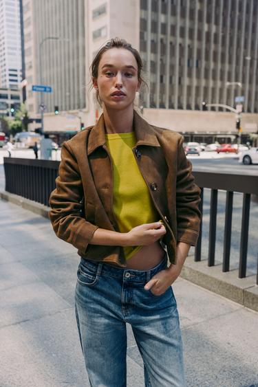 FAUX SUEDE JACKET - Brown by Zara