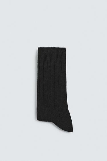 RIBBED CASHMERE BLEND SOCKS - Black by Zara