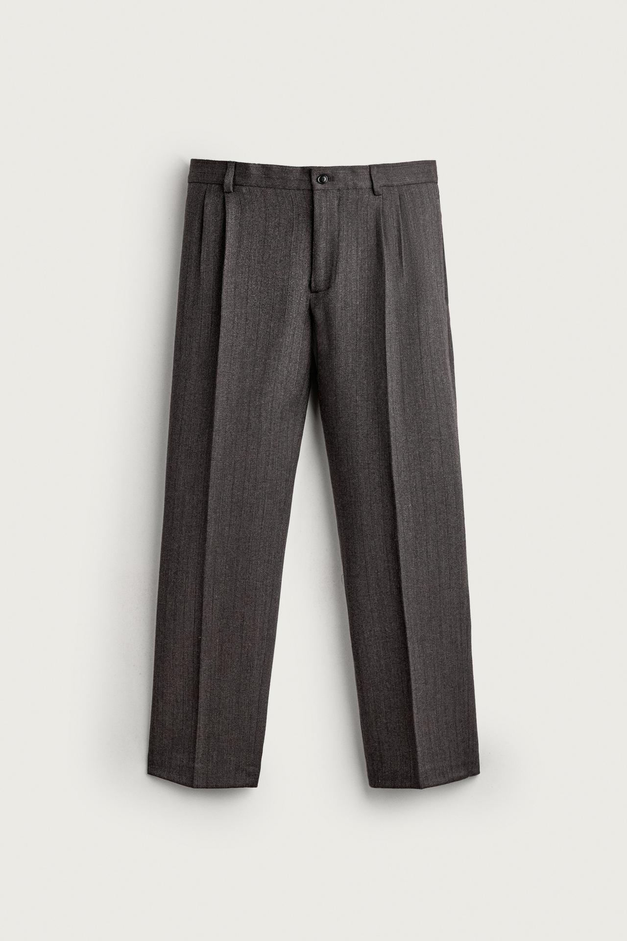 100% WOOL MANTECO® SUIT PANTS — Light gray
