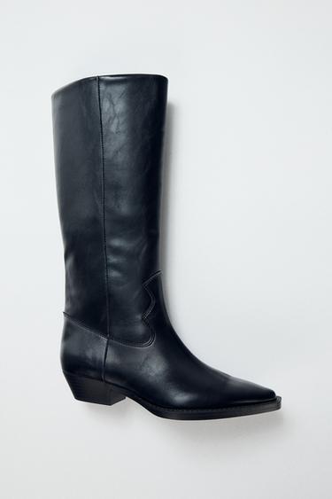 COWBOY FLAT BOOTS - Black by Zara