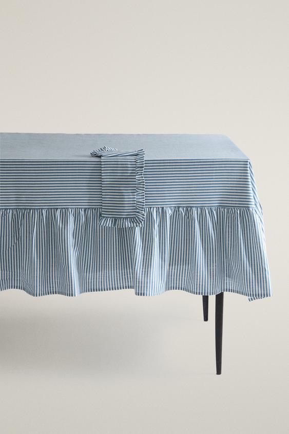 RUFFLED COTTON TABLECLOTH - Blue by Zara - Image 0