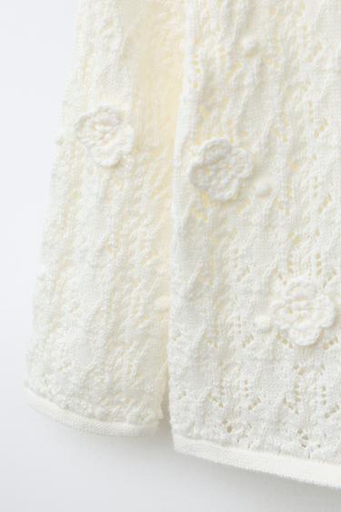 GILET EN MAILLE AJOURÉ - Écru de Zara - Image 3