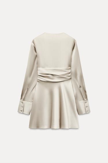 ROBE COURTE SATINÉE - Ivoire de Zara