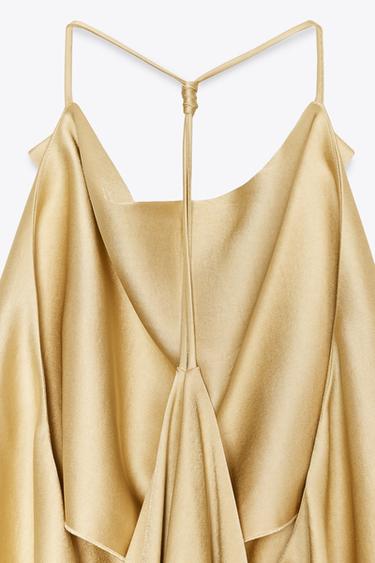 ZW COLLECTION SATIN HALTER TOP - Golden by Zara - Image 3