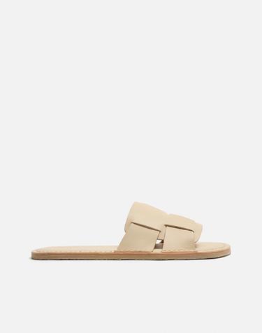 Zara LEATHER SANDALS - Sandy Brown