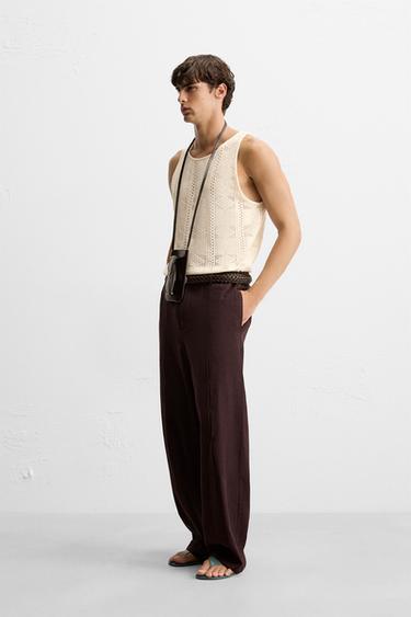 T-SHIRT DÉBARDEUR RÉSILLE - Blanc cassé de Zara - Image 3