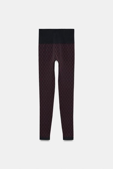 JACQUARD SEAMLESS SKI COLLECTION LEGGINGS - Burgundy by Zara - Image 4