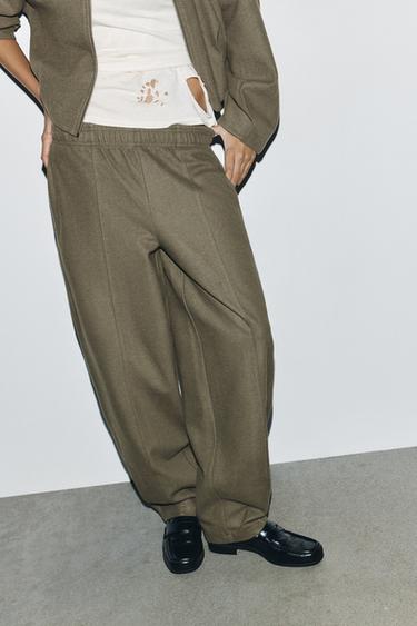 SOFT STRAIGHT-LEG TROUSERS - Khaki by Zara