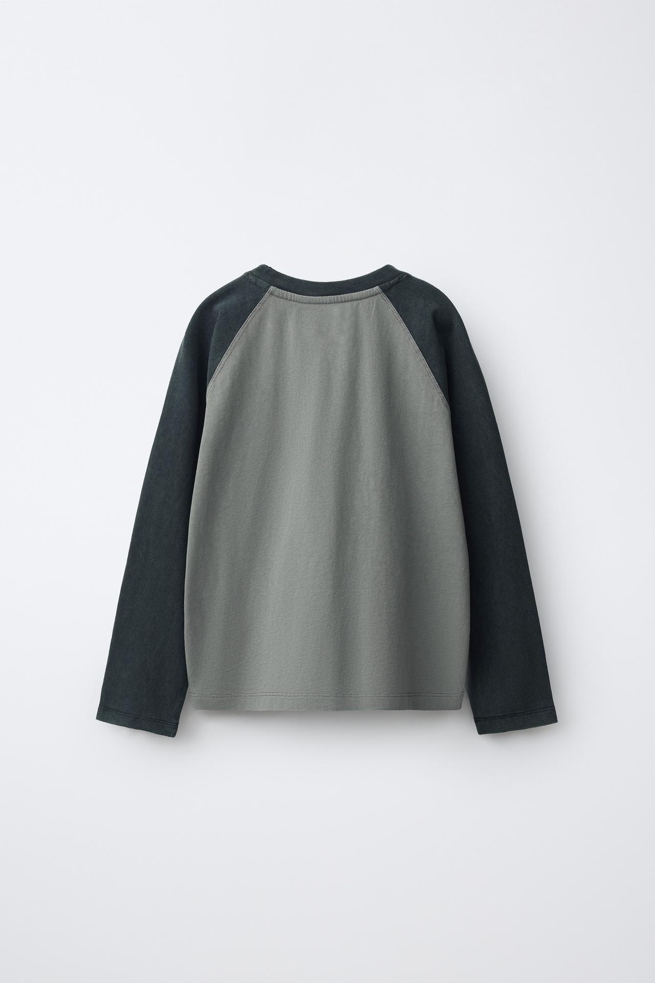 CONTRAST RAGLAN LONG SLEEVE T-SHIRT — Dark gray