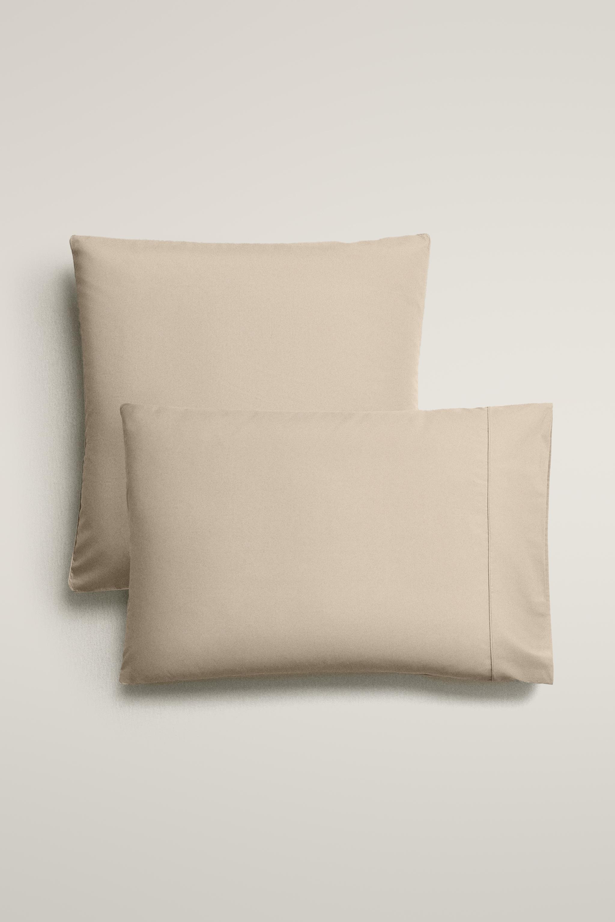 COTTON PERCALE PILLOWCASE (300 THREAD COUNT) — Beige