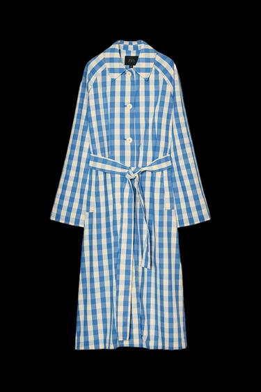 TRENCH CUADRO VICHY - Azul / Blanco de Zara