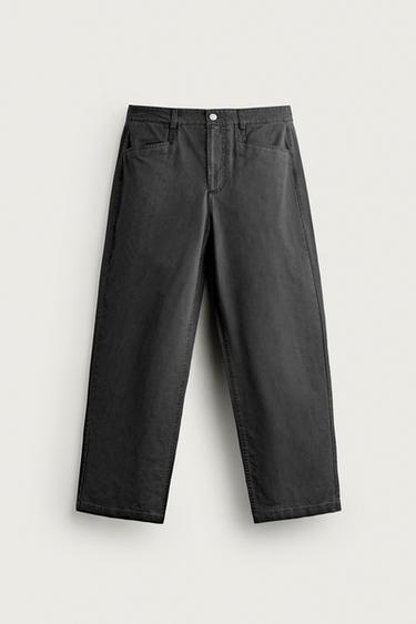 WASHED STRAIGHT-FIT CHINO PANTS — Gray 1