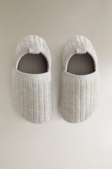 CHILDREN'S COTTON BABOUCHE SLIPPERS - Taupe Grey by Zara - Image 2