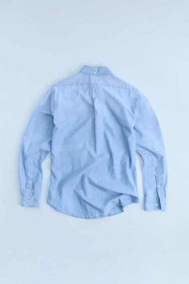 REGULAR FIT DENIM SHIRT - Light blue by Zara - Image 4