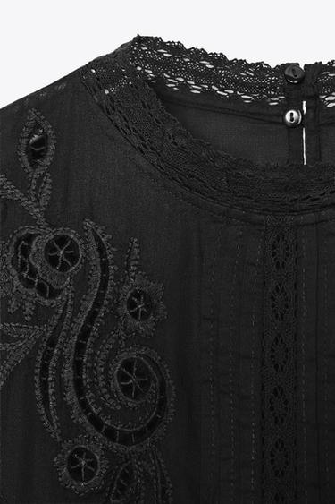 BLOUSE ROMANTIQUE BRODÉE ZW COLLECTION - Noir de Zara - Image 6