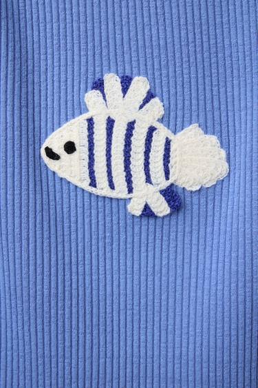 RIBBED TOP WITH KNOTTED FISH DETAIL - Blue by Zara - Image 2