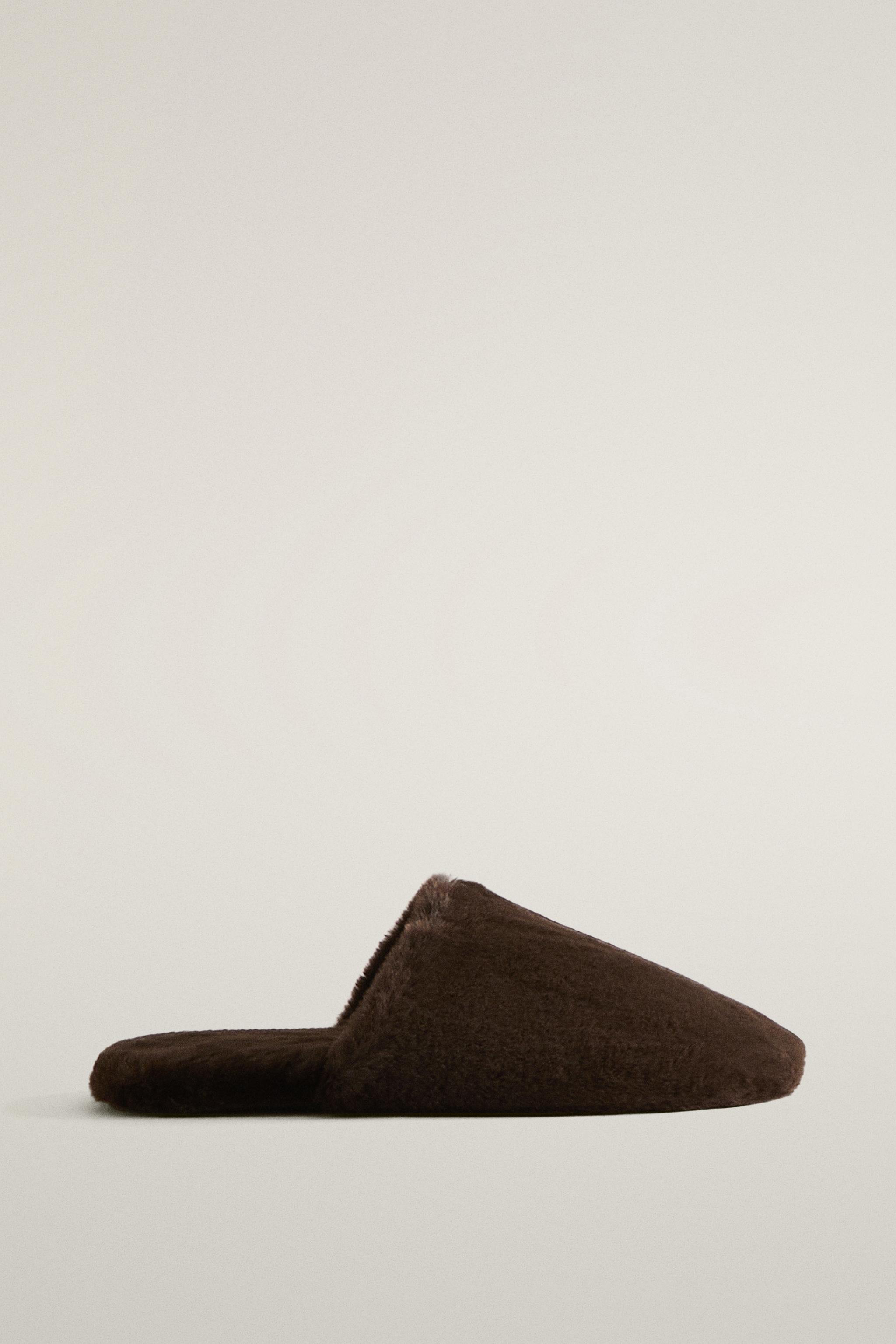 【未使用品】 タグ付 ZARA ザラ ミュール サンダル ファー フェイクファー ミュールスリッパ - ブラウン | ZARA Japan / 日本