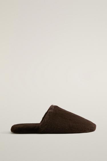 FAUX FUR MULE SLIPPERS — Brown 2