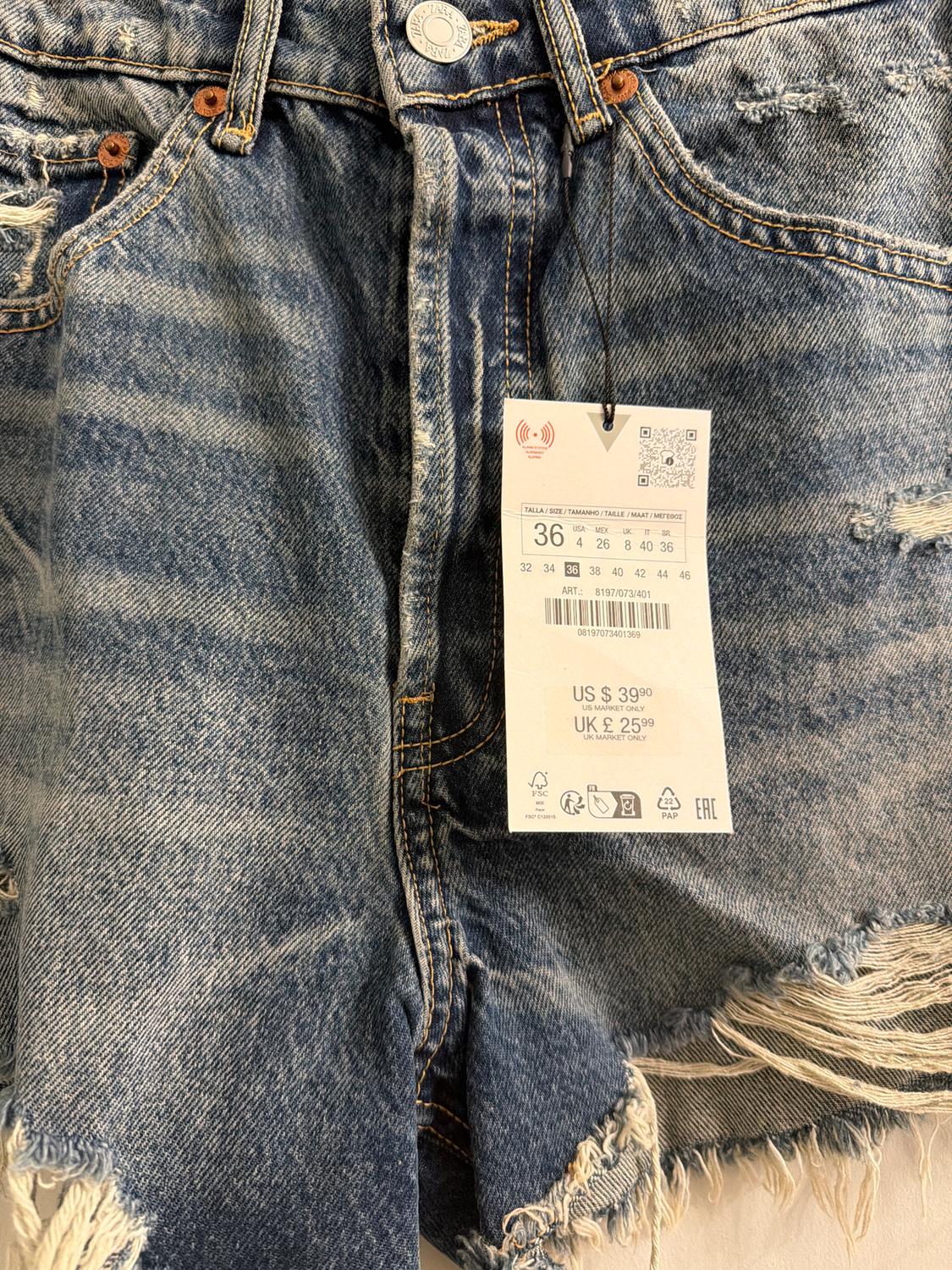 HIGH WAIST RIPPED TRF DENIM SHORTS - Image 3