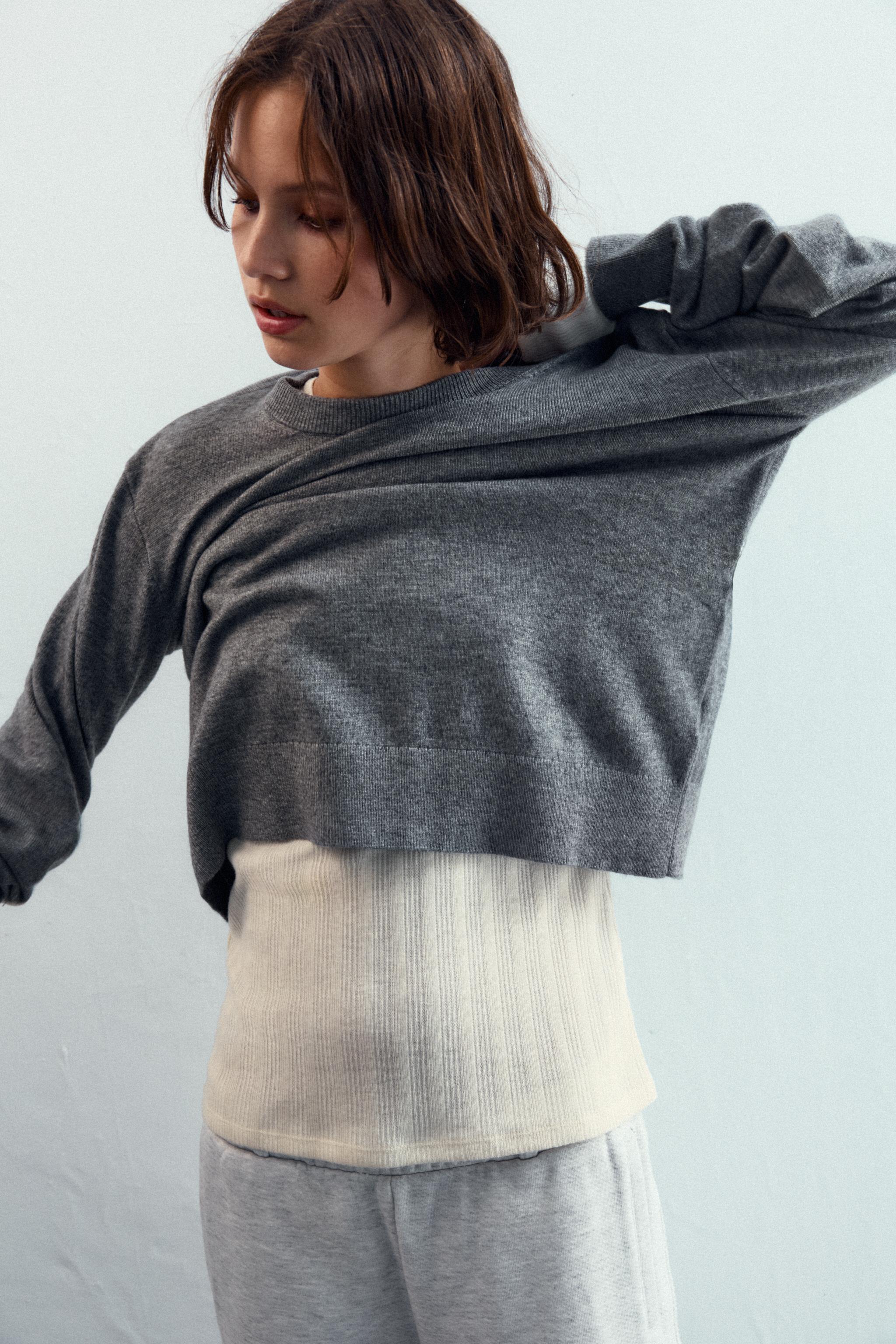 KNIT SWEATER WITH LACE-UP OPEN BACK - Gray | ZARA United States