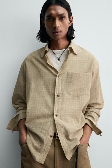 RELAXED FIT CHECK SHIRT - Ecru/Yellow by Zara - Image 5