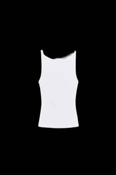 RIBBED HALTER TOP - White by Zara