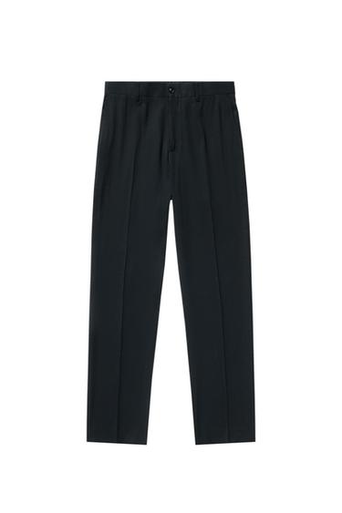 Zara HEMP WOOL SUIT PANTS - Navy blue