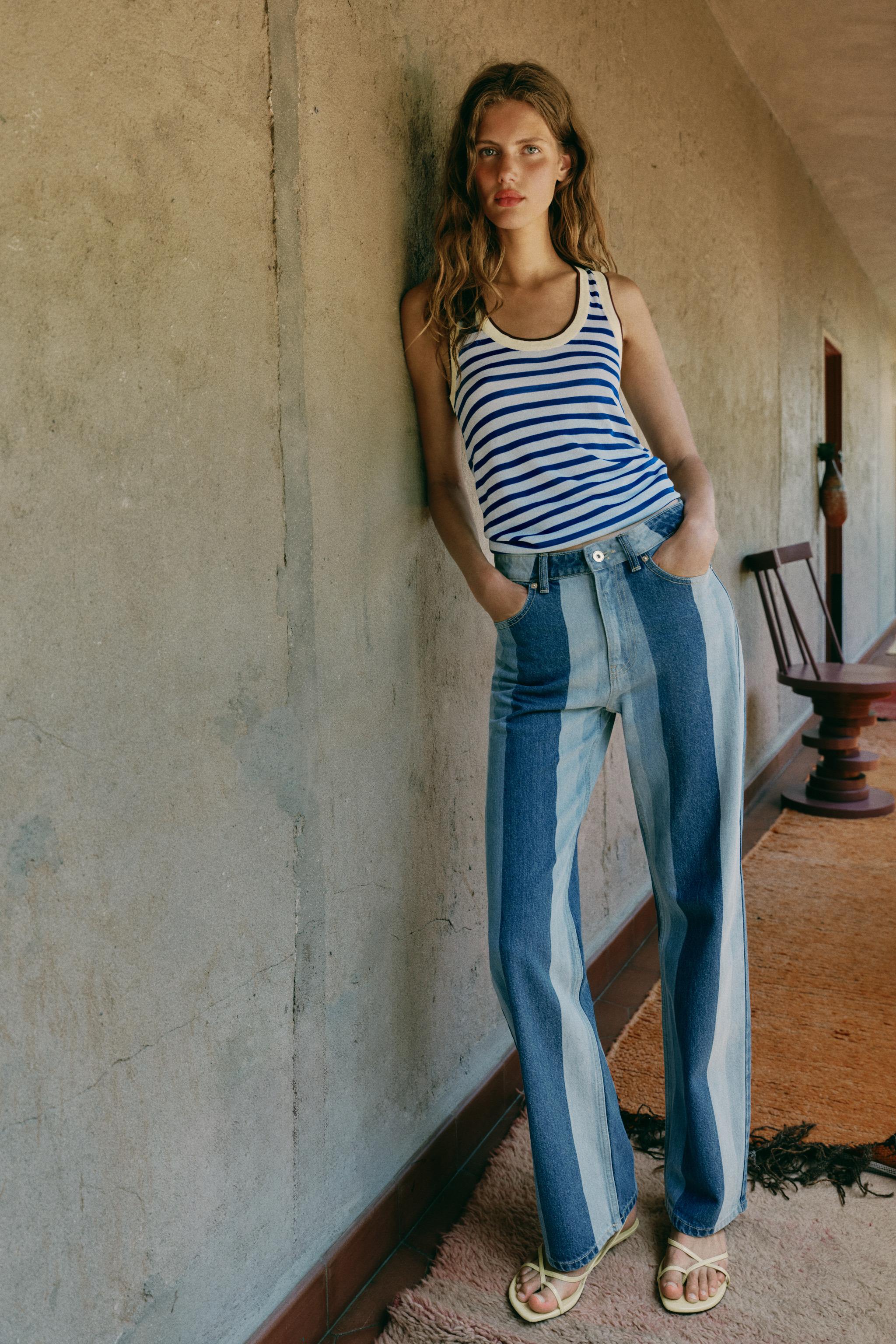 Zara Z1975 ORTA BEL ÇİZGİLİ STRAIGHT FIT JEAN