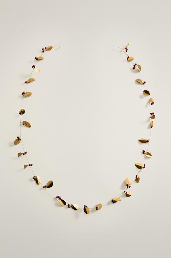 Zara CHRISTMAS LEAF GARLAND - Golden - Image 0