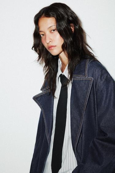 TRF DENIM SHORT TRENCH COAT - Dark indigo de Zara - Image 4