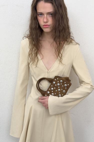 STUDDED HANDBAG - Green by Zara