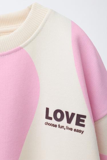 Zara PRINTED SWEATSHIRT - Pink