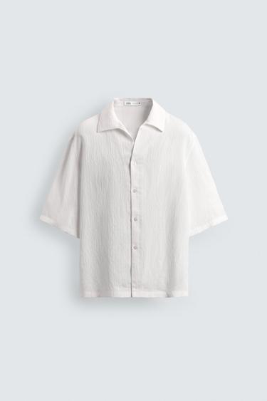 CHEMISE BOXY FIT JACQUARD RAYURES - Blanc de Zara - Image 7