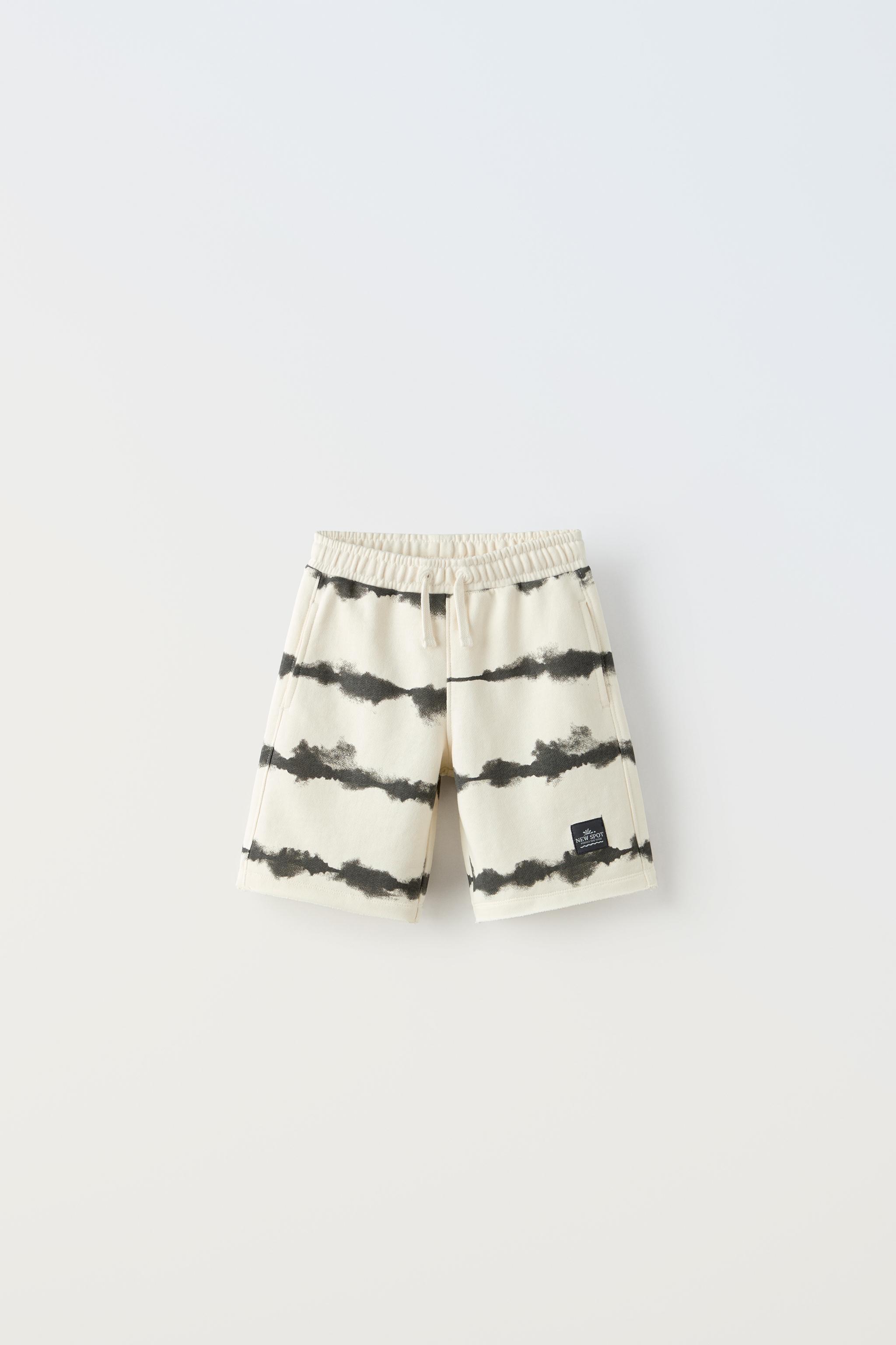 STRIPED TIE-DYE SHORTS - Ecru | ZARA United States