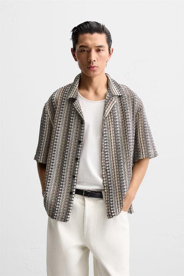 Zara GEOMETRIC JACQUARD SHIRT - striped