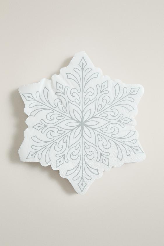 Zara PACK OF CHRISTMAS PAPER SNOWFLAKE NAPKINS (PACK OF 20) - P - Image 0