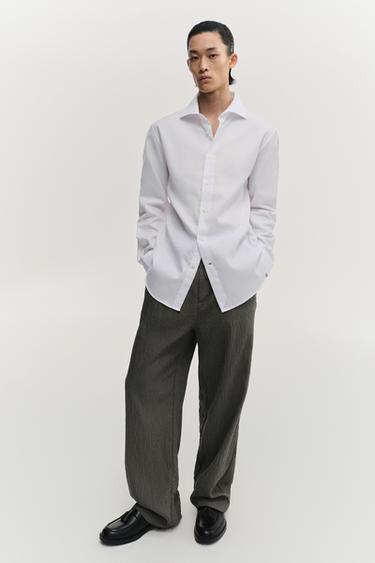Zara EASY CARE 系列紋理襯衫 - 磨白色