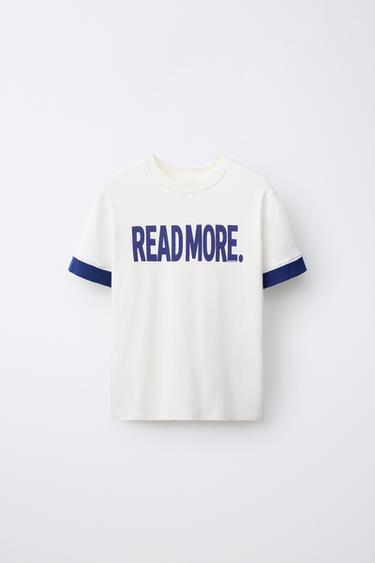 CONTRAST TEXT SHORT SLEEVE T-SHIRT 0FR. PARIS X ZARA — Oyster-white 2