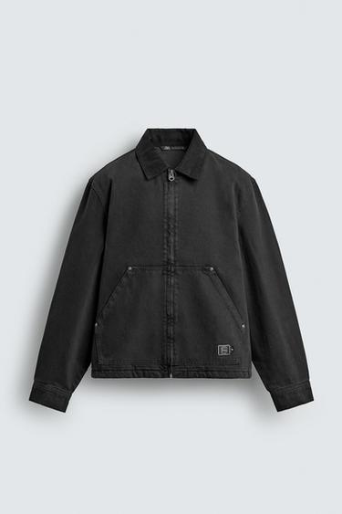 WASHED CONTRAST COLLAR JACKET - Anthracite grey by Zara