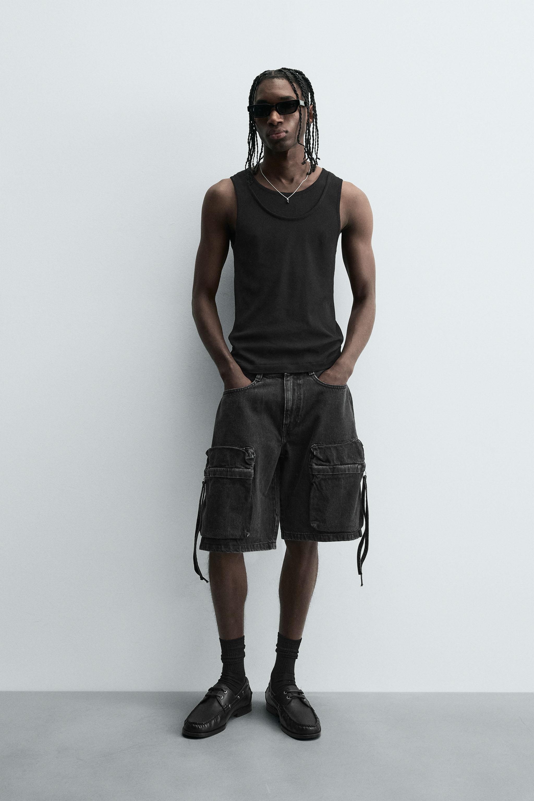 リミフゥ　20/-C Plain Stitch Chest Slit Tank RIBBED TANK TOP - Black | ZARA South Africa