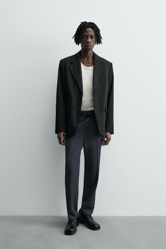REGULAR FIT JOGGER WAIST TROUSERS - Blue grey by Zara - Image 0