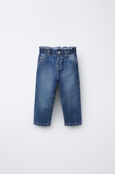 Zara HEART POCKET PAPERBAG JEANS - Blue