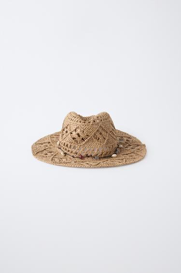 КОВБОЙСЬКИЙ КАПЕЛЮХ З МУШЛЯМИ - Коричневий Zara