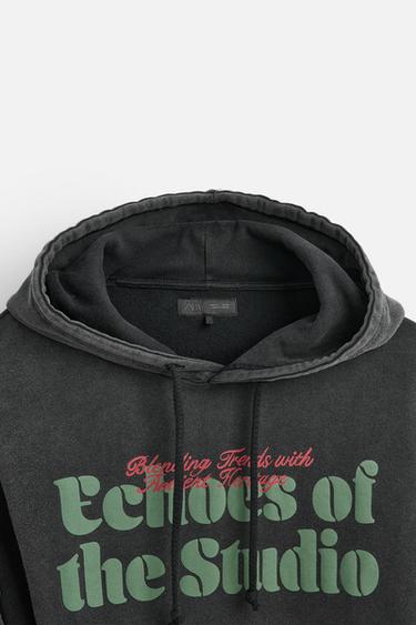 PRINTED HOODIE - Dark anthracite by Zara - Image 7