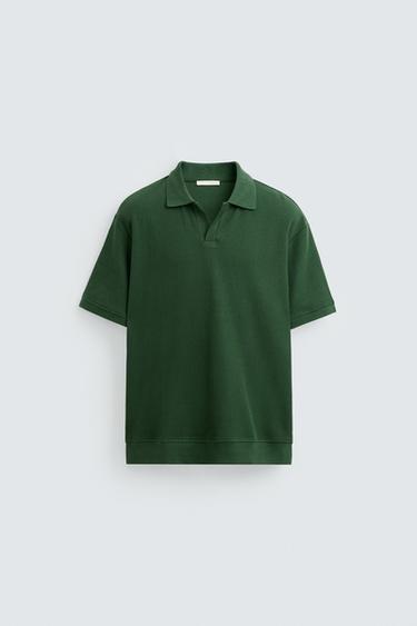 VERTICAL TEXTURED POLO SHIRT - Intense green by Zara